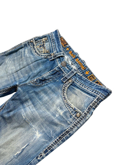 Vintage Rock Revival Y2K Flared Jeans (S) – Detailaufnahme 1
