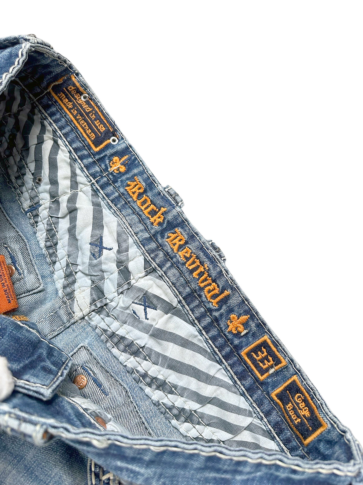 Vintage Rock Revival Y2K Flared Jeans (S) – Detailaufnahme 3