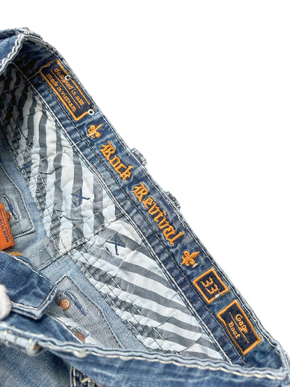 Vintage Rock Revival Y2K Flared Jeans (S) – Detailaufnahme 3