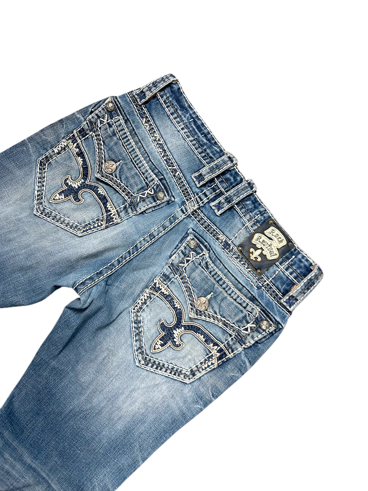 Vintage Rock Revival Y2K Flared Jeans (S) – Detailaufnahme 5