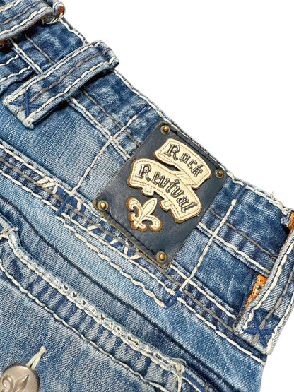 Vintage Rock Revival Y2K Flared Jeans (S) – Detailaufnahme 6