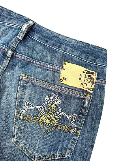 Vintage Diesel Embroidery Y2K Flared Damenjeans (S)