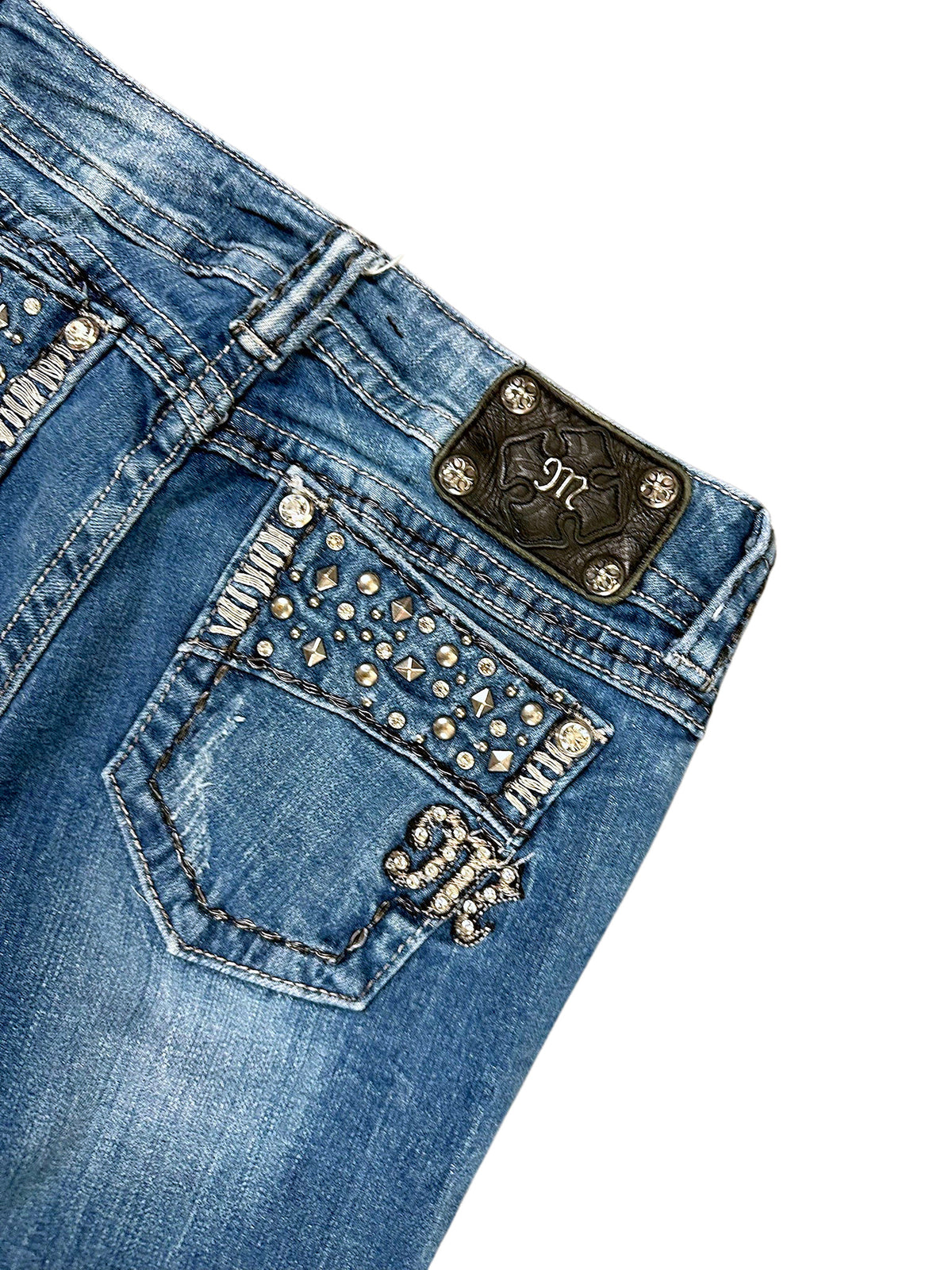 Vintage Miss Me Y2K Low Waist Bootcut Damenjeans (S) – Detailaufnahme 5
