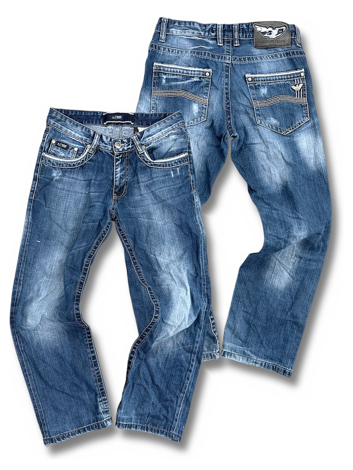 Vintage Armani Y2K Straight Leg Jeans (S) – Vorder- und Rückansicht