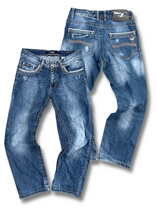 Vintage Armani Y2K Straight Leg Jeans (S) – Vorder- und Rückansicht