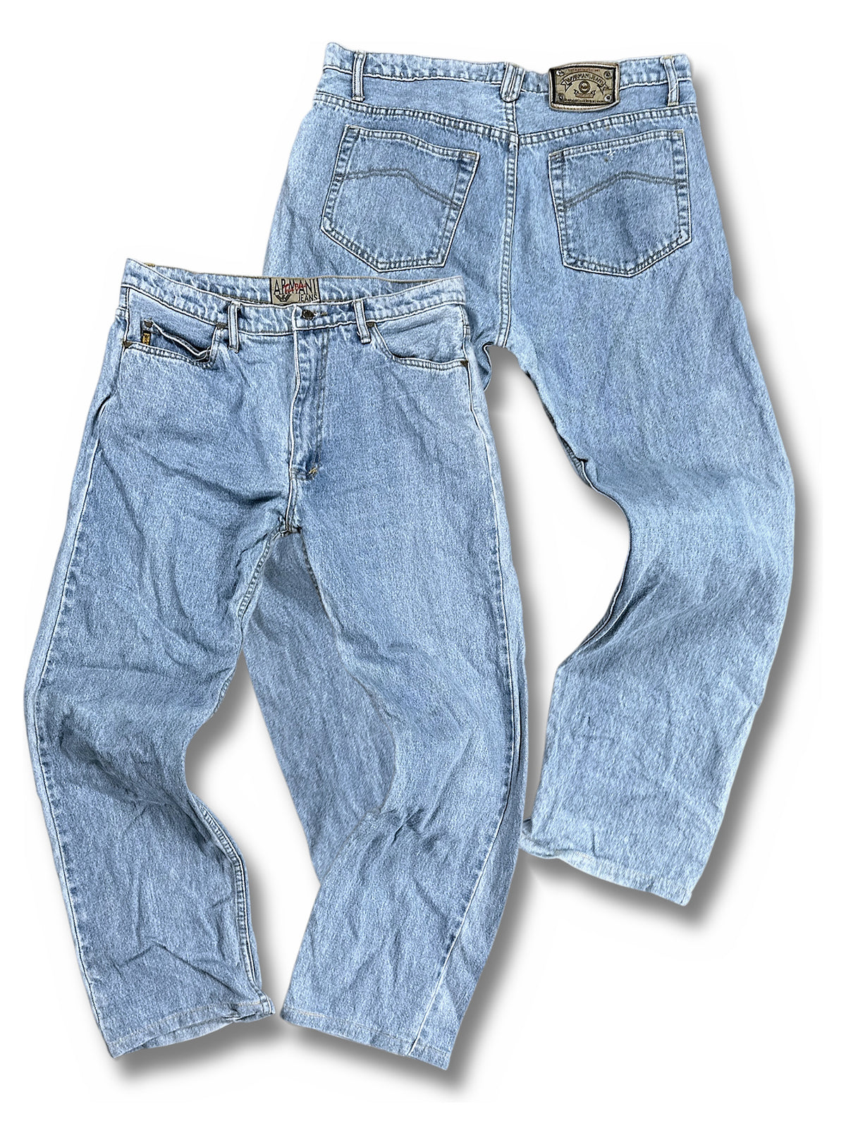 Vintage Armani Baggy Jeans (S) – Vorder- und Rückansicht