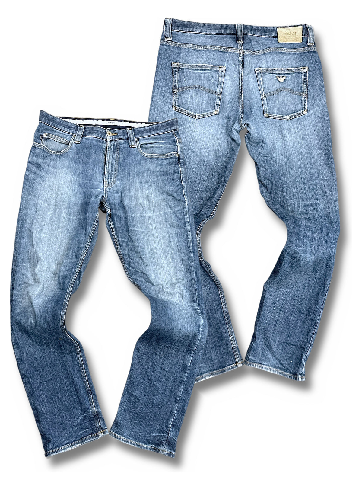 Vintage Armani Straight Leg Jeans (M) – Vorder- und Rückansicht