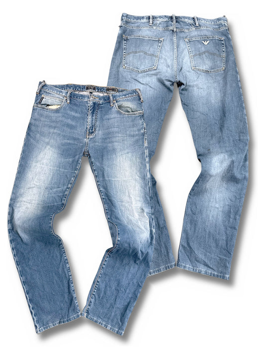 Vintage Armani Jeans Straight Leg Jeans (L) – Vorder- und Rückansicht