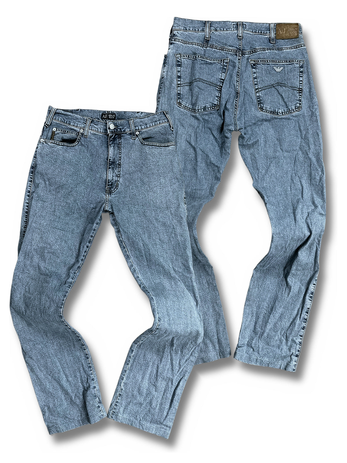 Vintage Armani Straight Leg Jeans (M) – Vorder- und Rückansicht
