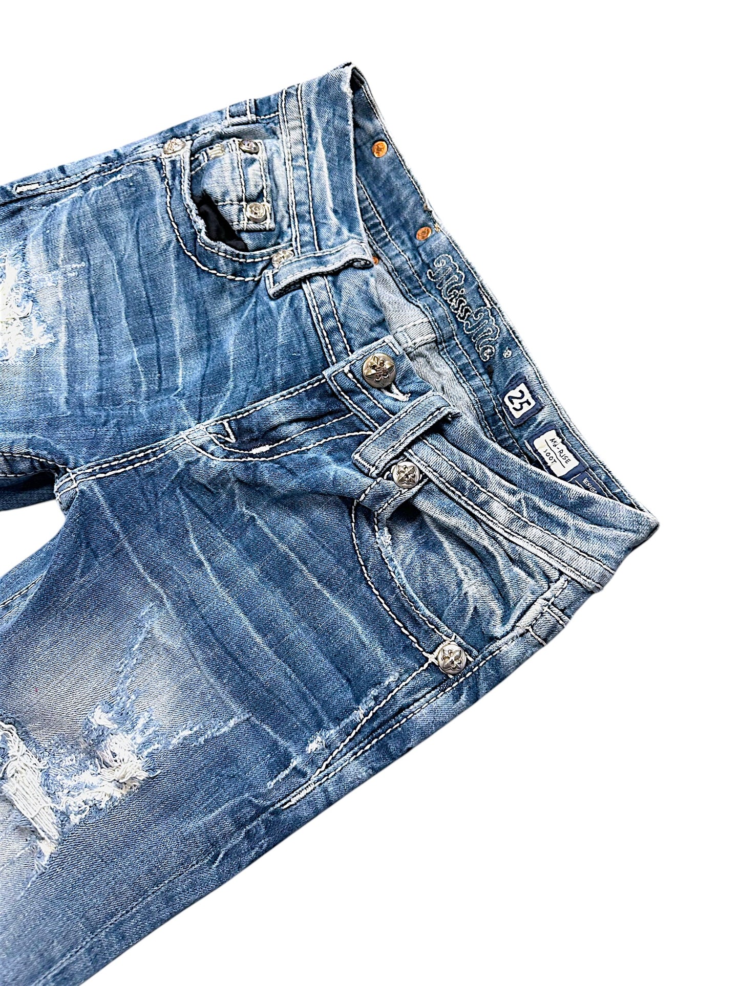 Vintage Miss Me Y2K Low Waist Bootcut Damenjeans (S)