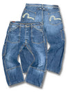 Vintage Evisu Y2K Flared Jeans (M) – Vorder- und Rückansicht
