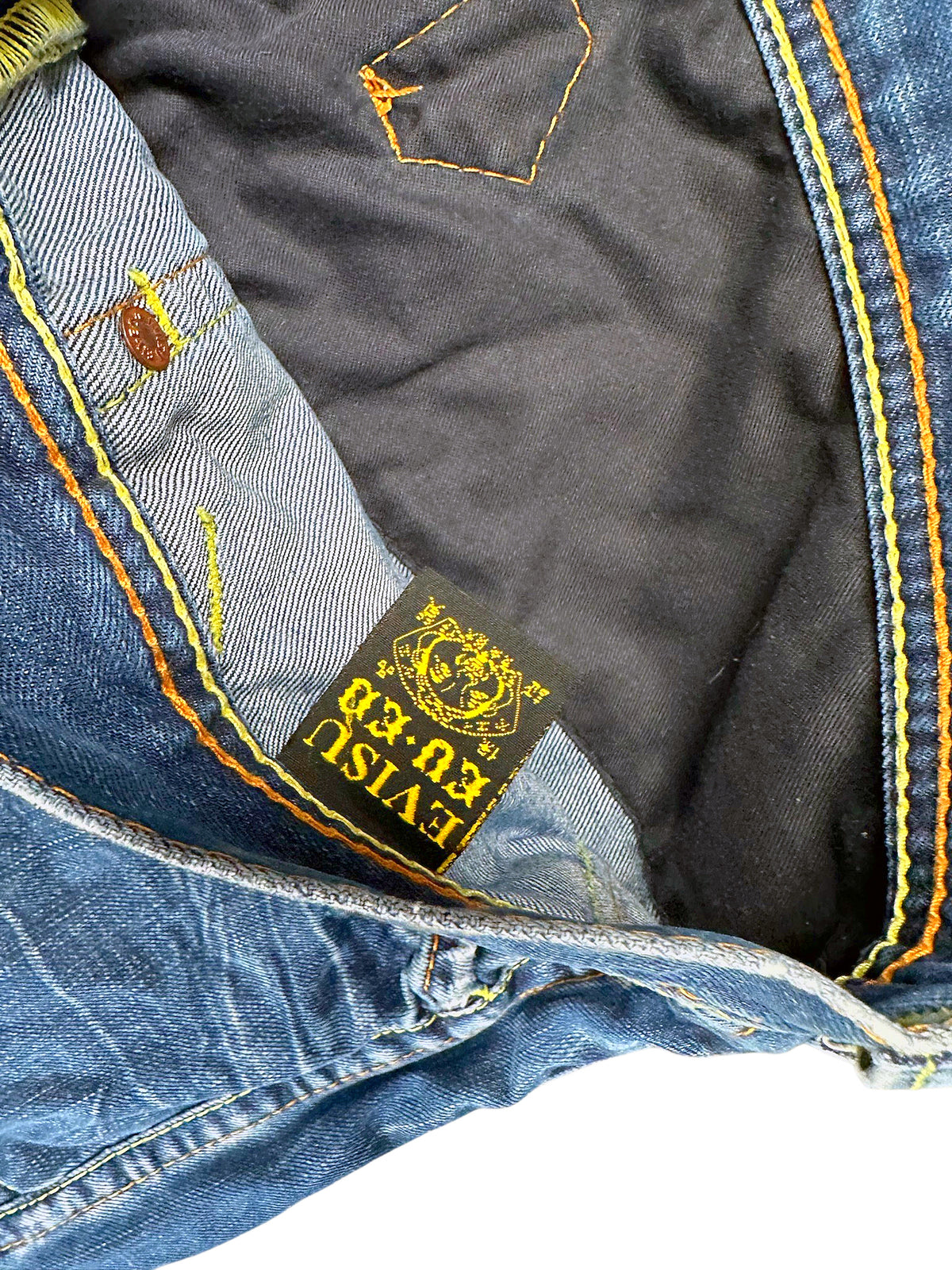 Vintage Evisu Y2K Flared Jeans (M) – Detailaufnahme 2
