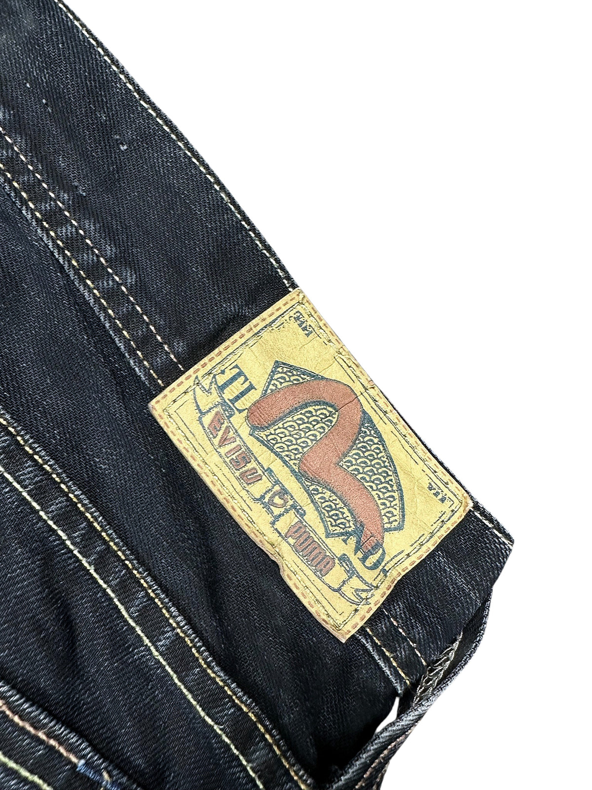 Vintage Evisu Y2K Flared Jeans (XL) – Detailaufnahme 3