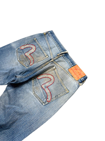 Vintage Evisu Y2K Baggy Jeans (S) – Detailaufnahme 2