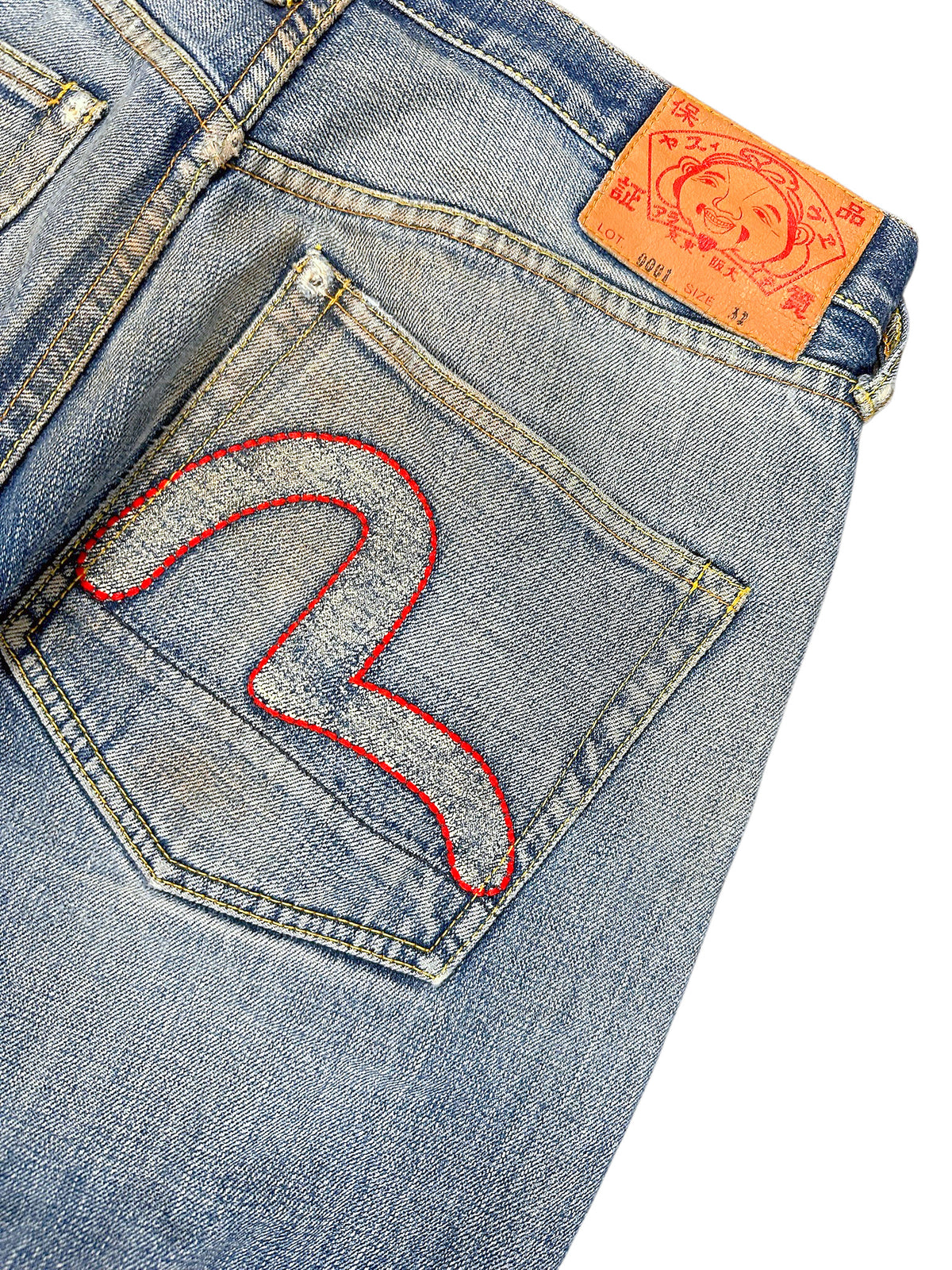 Vintage Evisu Y2K Baggy Jeans (S) – Detailaufnahme 3