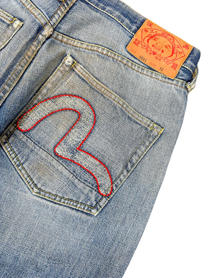 Vintage Evisu Y2K Baggy Jeans (S) – Detailaufnahme 3