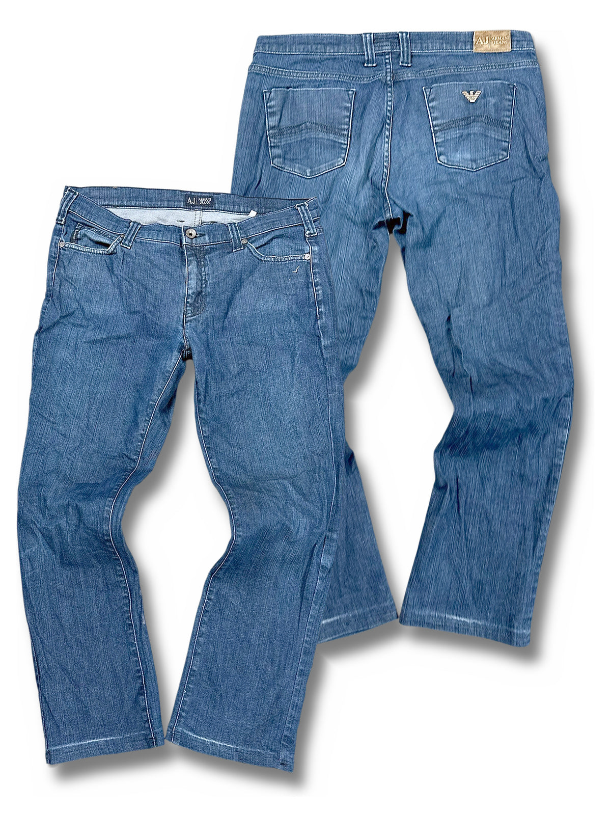 Vintage Armani Straight Leg Jeans (S) – Vorder- und Rückansicht