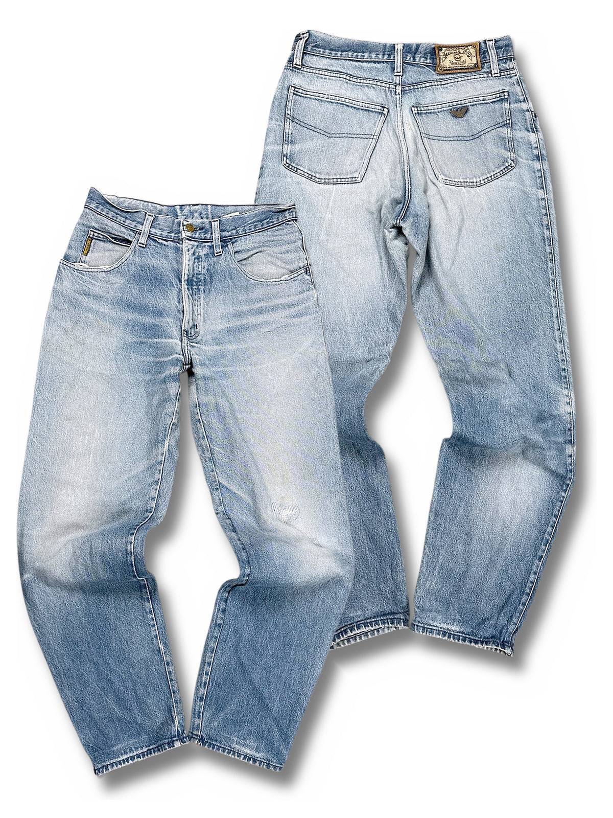Vintage Armani Y2K Straight Leg Jeans (L) – Vorder- und Rückansicht