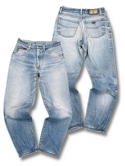 Vintage Armani Y2K Straight Leg Jeans (L) – Vorder- und Rückansicht