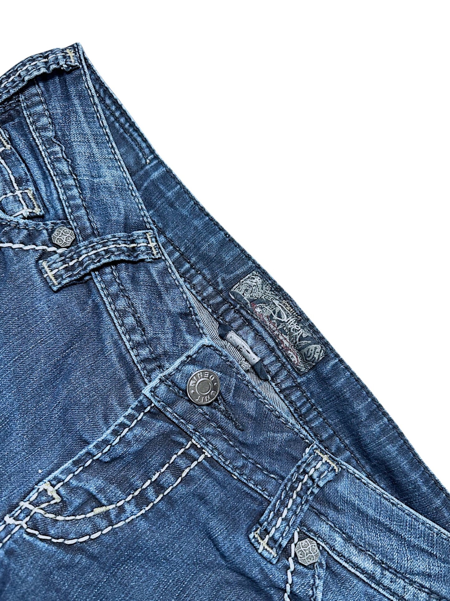 Vintage Embroidery Y2K Low Waist Bootcut / Flared Damenjeans (S)
