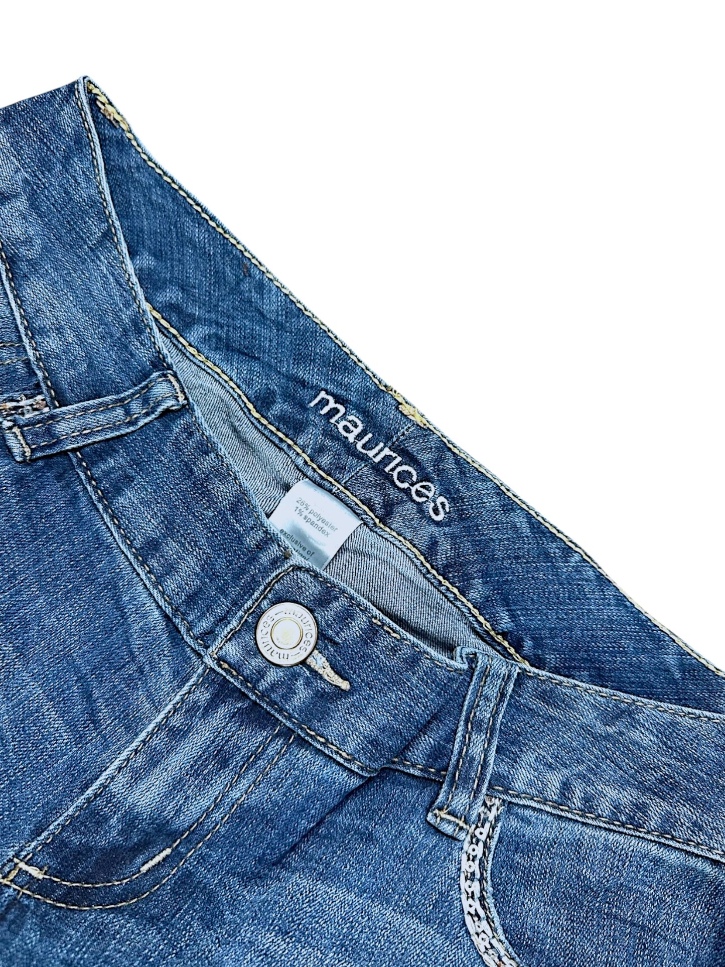 Vintage Embroidery Y2K Low Waist Bootcut / Flared Damenjeans (M)