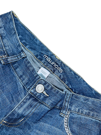 Vintage Embroidery Y2K Low Waist Bootcut / Flared Damenjeans (M)