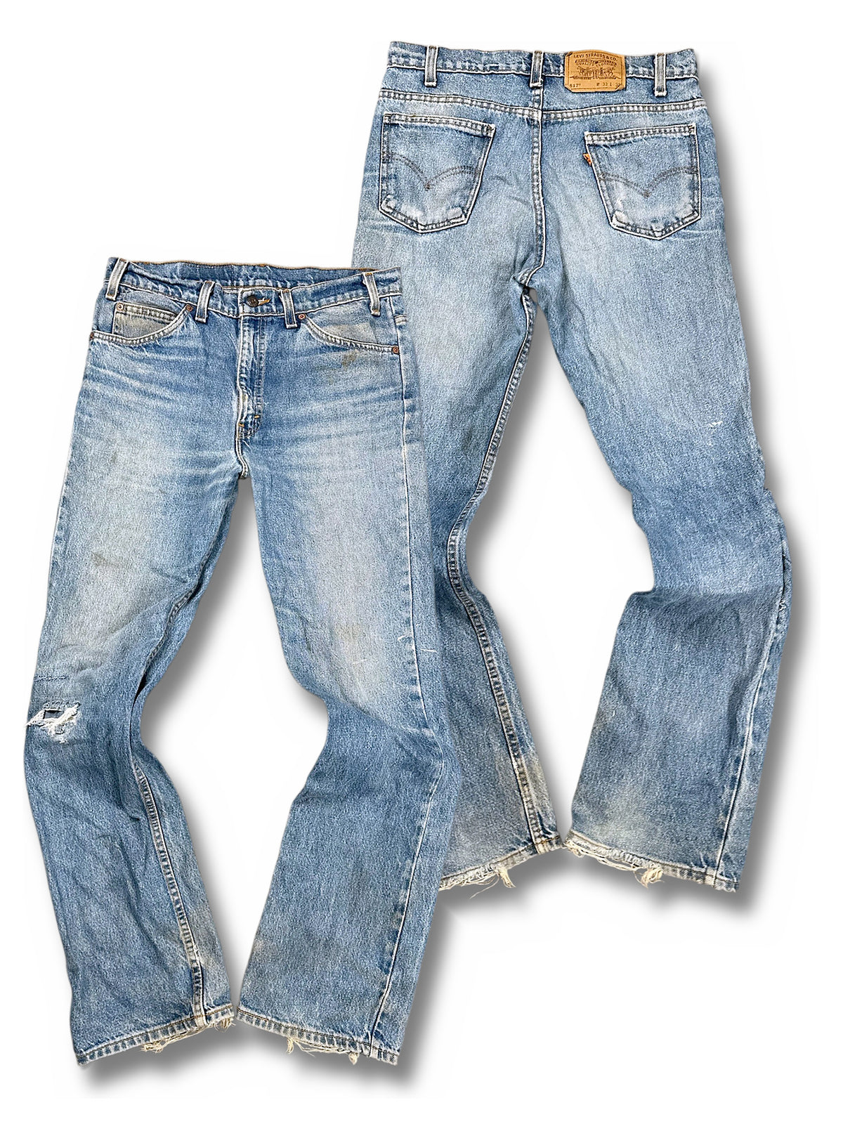 Vintage Levi’s Y2K Flared Jeans „517 Bootcut“ (L) – Vorder- und Rückansicht