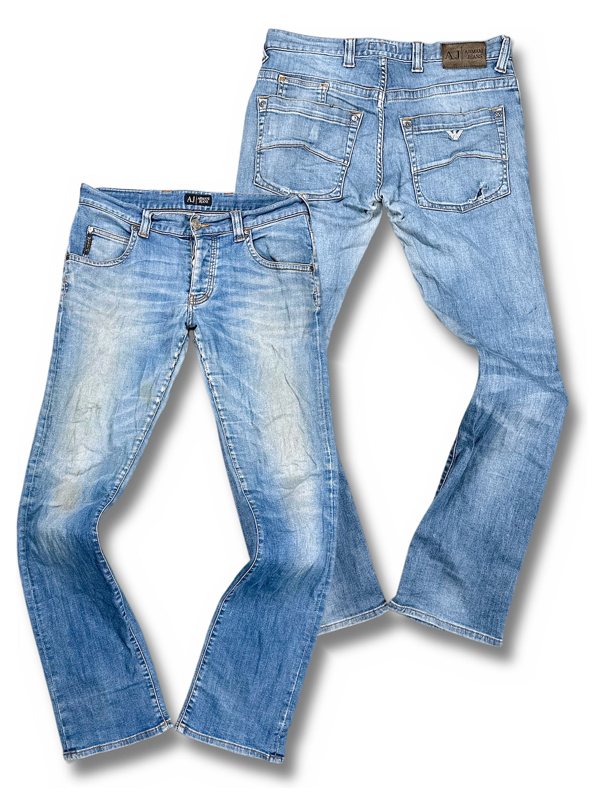 Vintage Armani Straight Leg Jeans (M) – Vorder- und Rückansicht