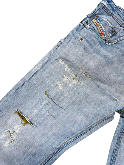 Vintage Diesel Y2K Ripped Straight Leg Jeans (L)