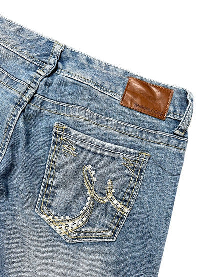 Vintage Embroidery Y2K Low Waist Bootcut / Flared Damenjeans ( )