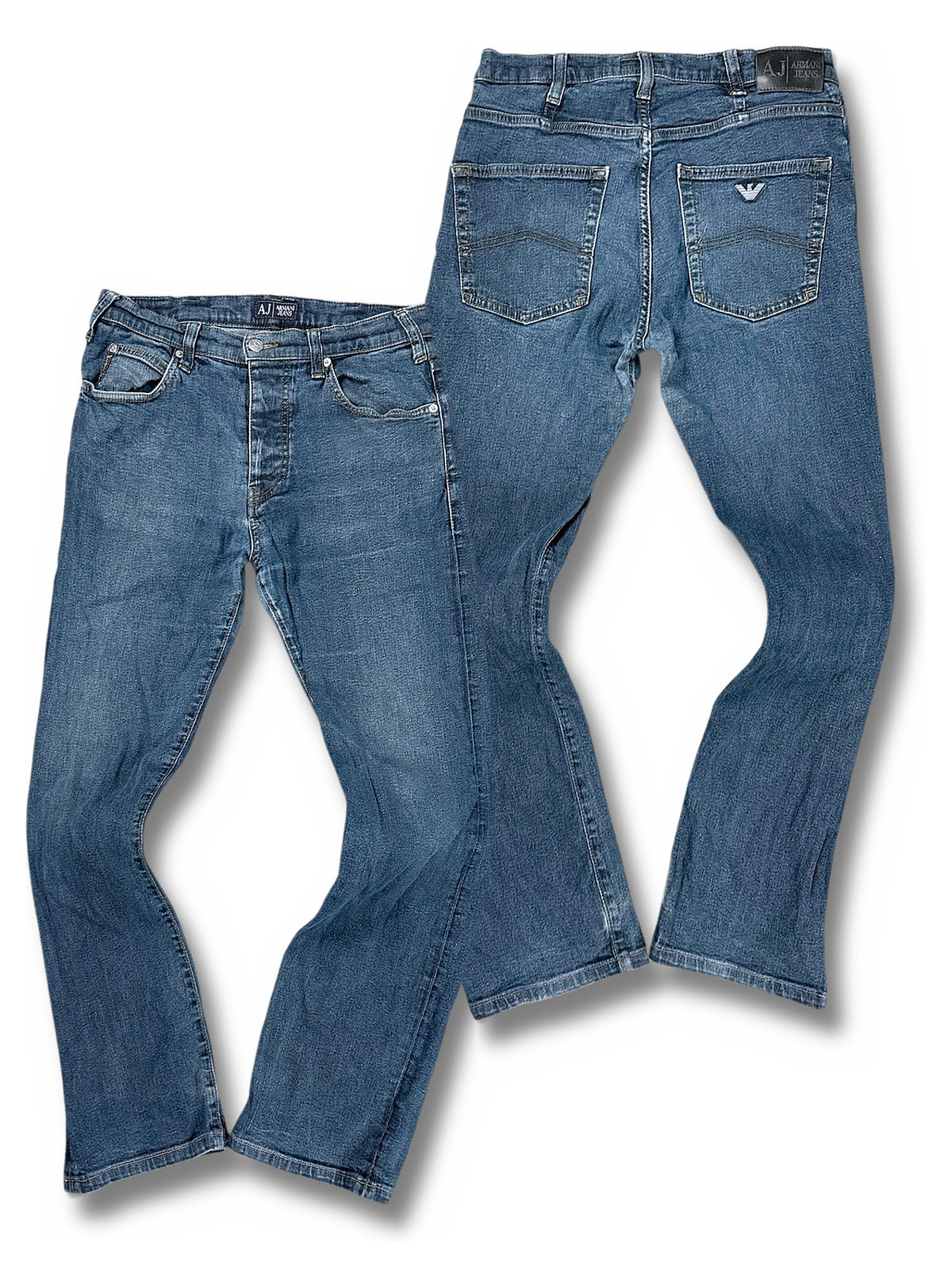 Vintage Armani Y2K Straight Leg Damenjeans (M) – Vorder- und Rückansicht