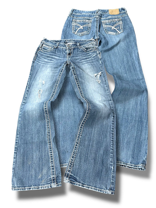 Vintage Amethyst Y2K Low Waist Bootcut / Flared Damenjeans (S)