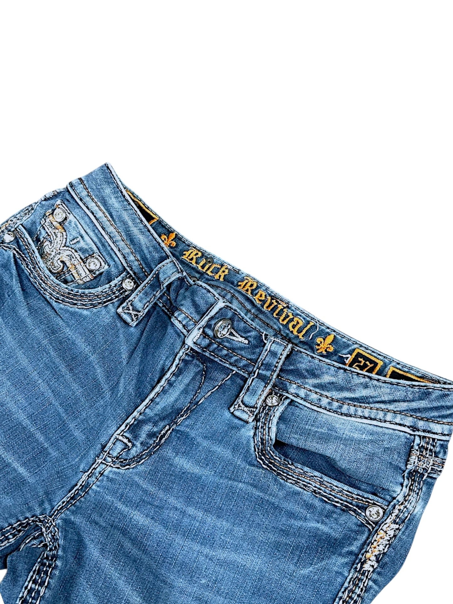 Vintage Rock Revival Y2K Low Waist Bootcut Damenjeans (S)