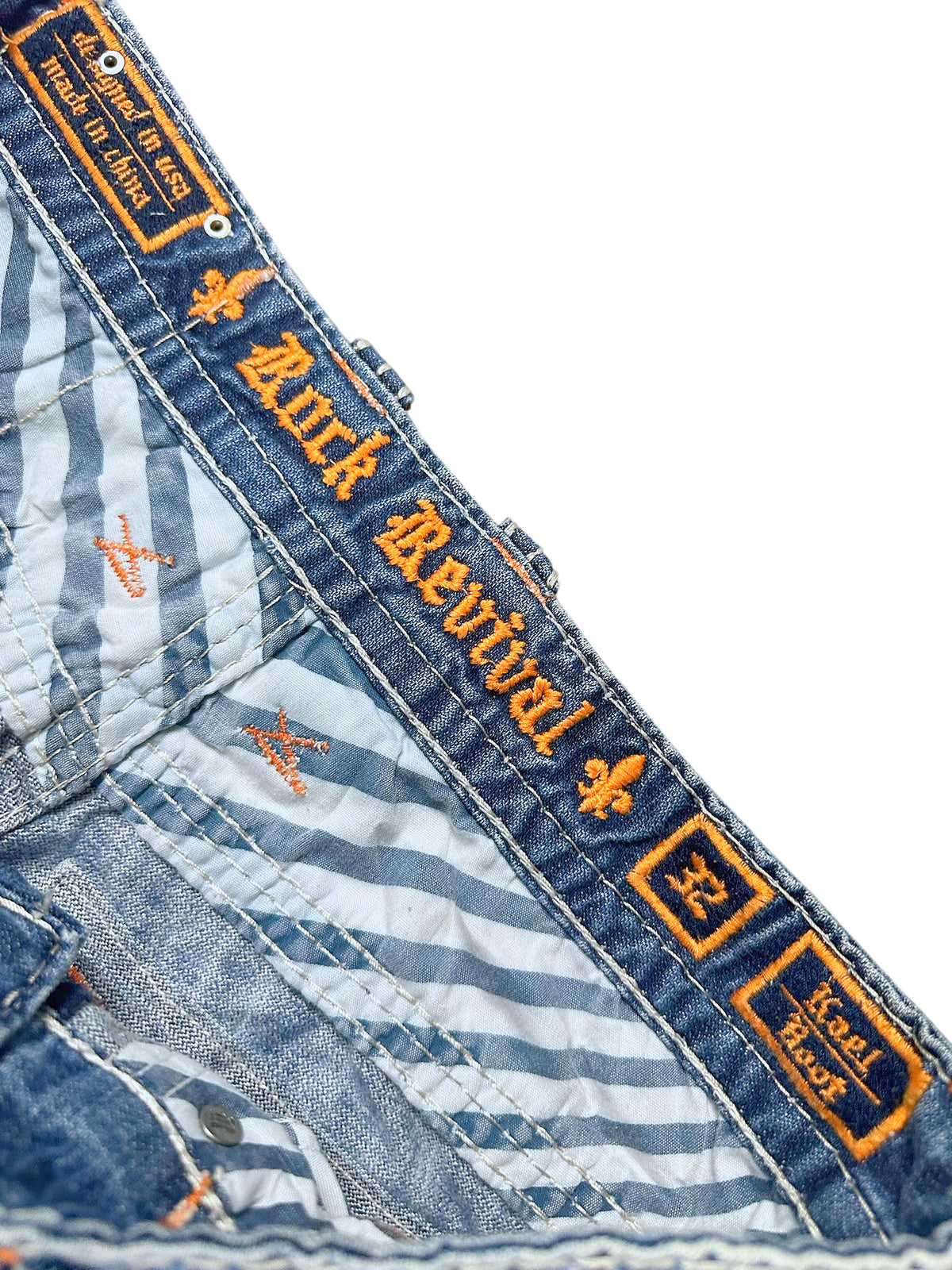 Vintage Rock Revival Y2K Flared Jeans Innenfutter und Markenband