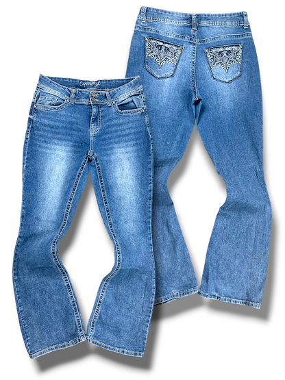 Vintage Embroidery Y2K Flared Damenjeans (L)