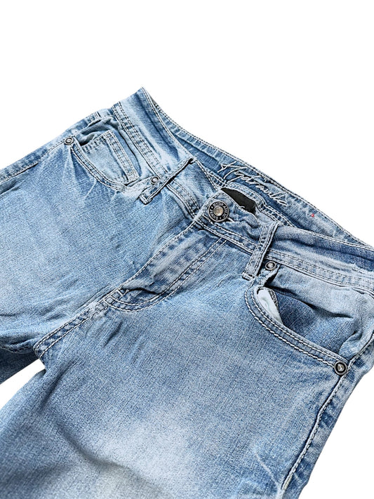 Vintage Hydraulic Embroidery Y2K Low Waist Bootcut Damenjeans (S)