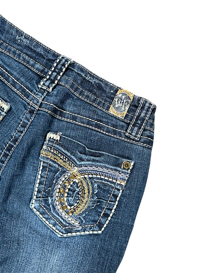 Vintage Embroidery Y2K Low Waist Bootcut / Flared Damenjeans (S)