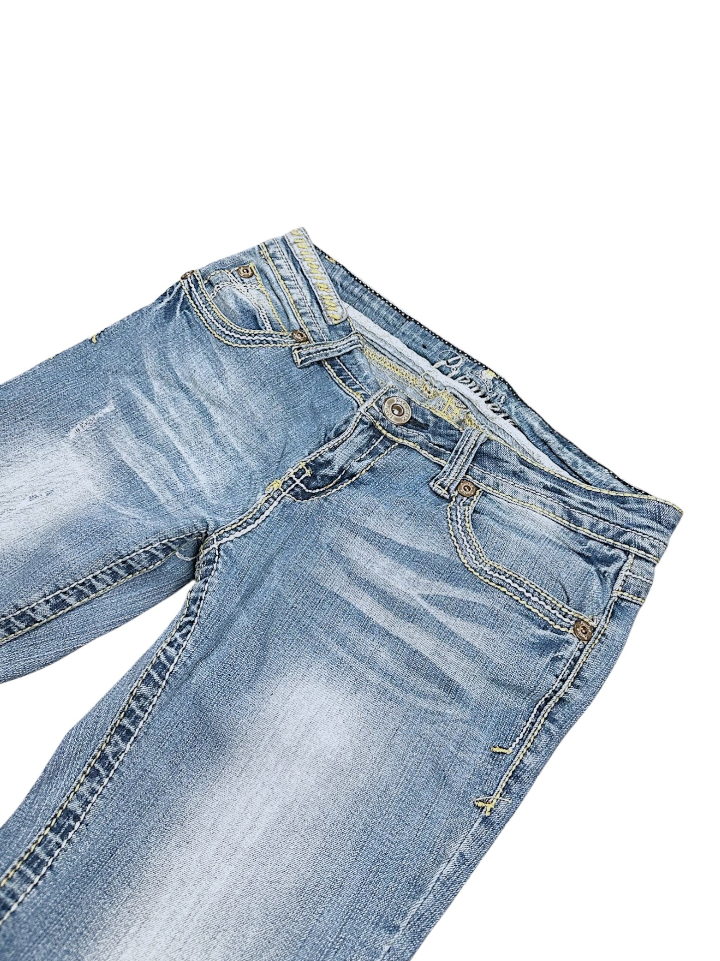 Vintage Broderi Y2K Lav Talje Bootcut / Flared Damejeans (M)