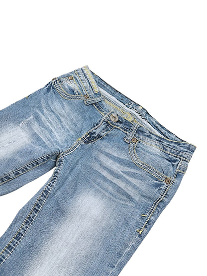 Vintage Broderi Y2K Lav Talje Bootcut / Flared Damejeans (M)