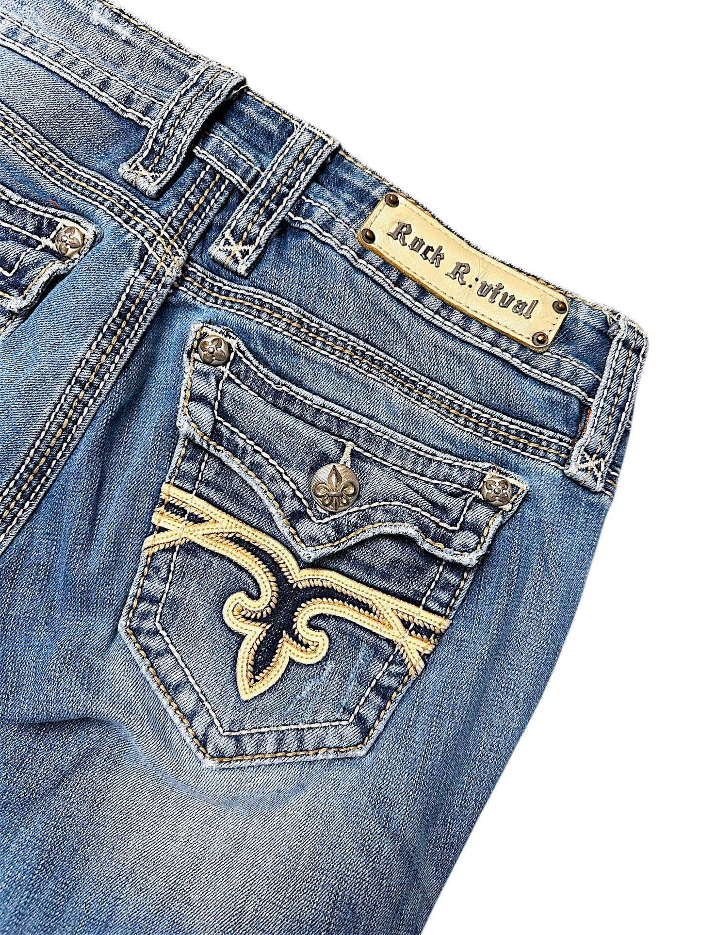 Vintage Rock Revival Y2K Low Waist Bootcut Damenjeans (M)