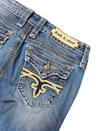 Vintage Rock Revival Y2K Low Waist Bootcut Damenjeans (M)
