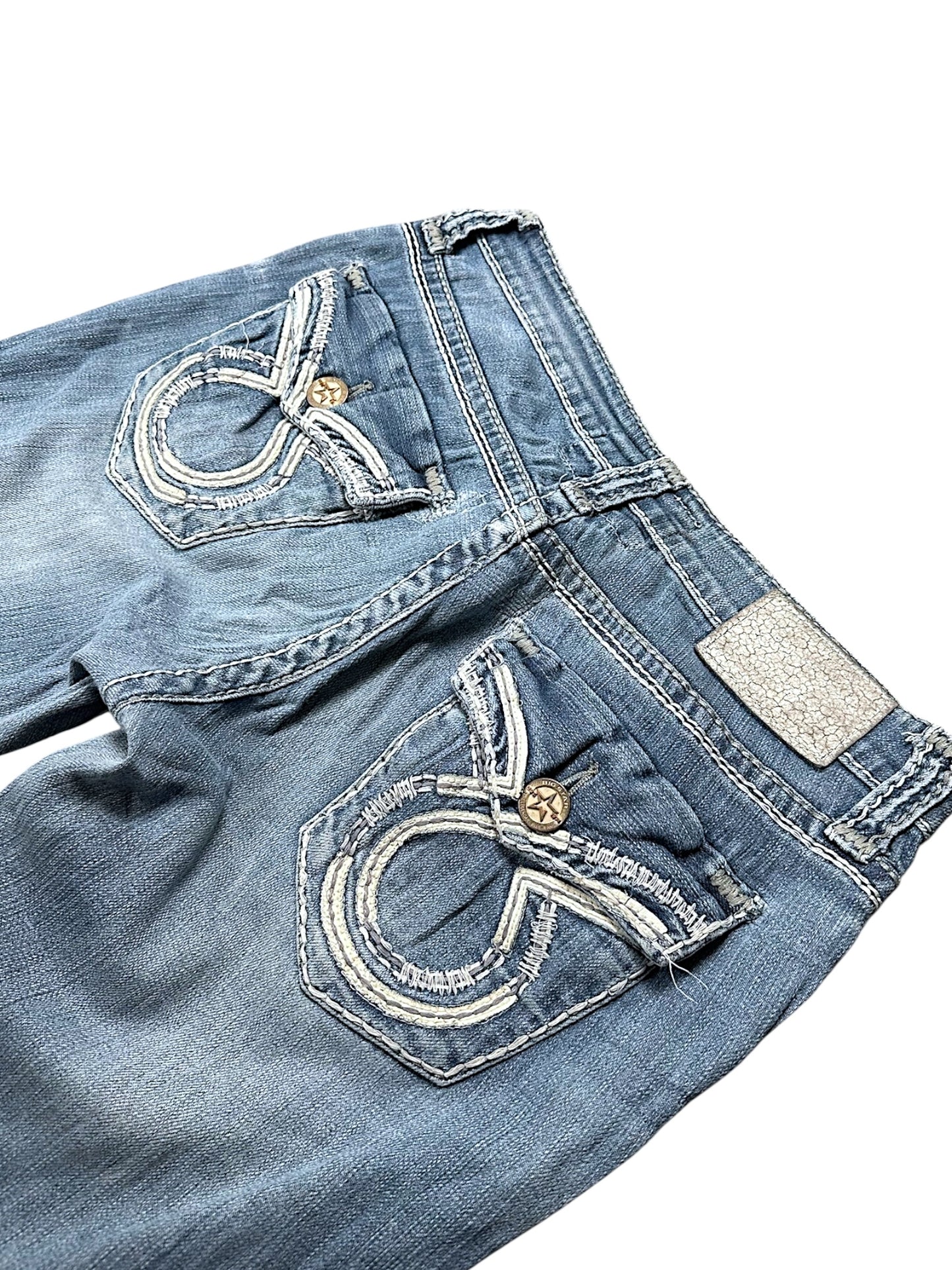 Vintage Embroidery Y2K Bootcut Flared Jeans (S)