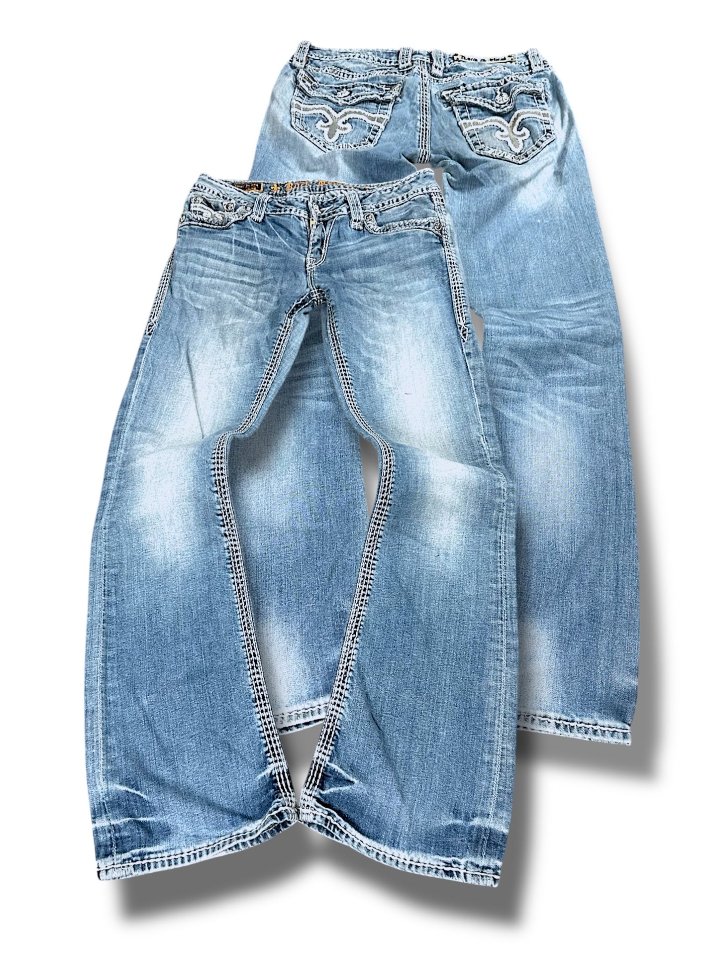 Vintage Rock Revival Y2K Low Waist Bootcut Damenjeans (M)