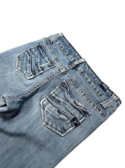 Vintage Embroidery Y2K Low Waist Bootcut / Flared Damenjeans (S)