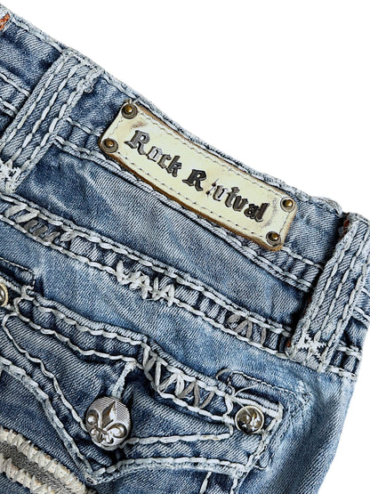 Vintage Rock Revival Y2K Low Waist Bootcut Damenjeans (M)