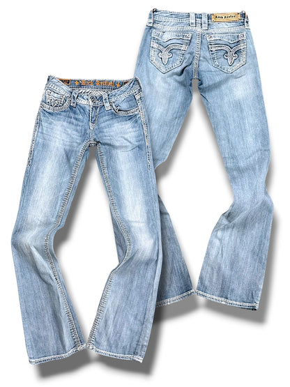 Vintage Rock Revival Y2K Low Waist Bootcut Damenjeans (S)