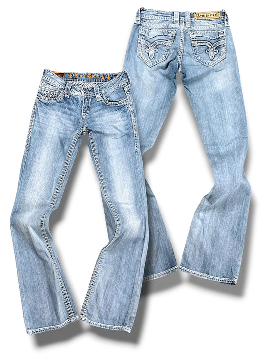 Vintage Rock Revival Y2K Low Waist Bootcut Damenjeans (S)