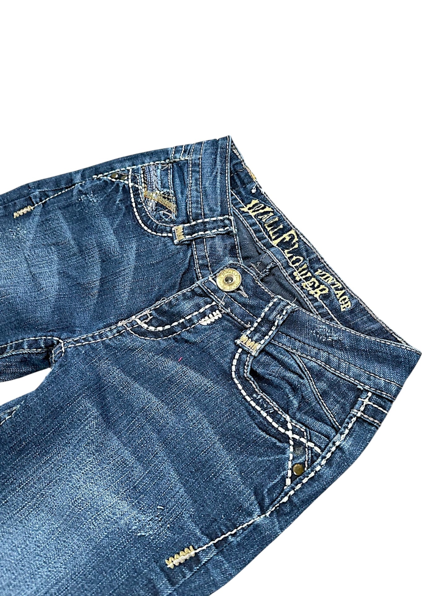 Vintage Embroidery Y2K Low Waist Bootcut / Flared Damenjeans (S)