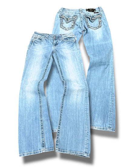 Vintage Miss Me Y2K Low Waist Bootcut Damenjeans (M)