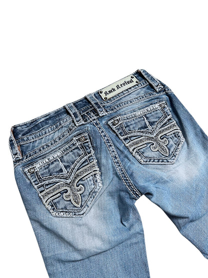 Vintage Rock Revival Y2K Low Waist Bootcut Damenjeans (S)